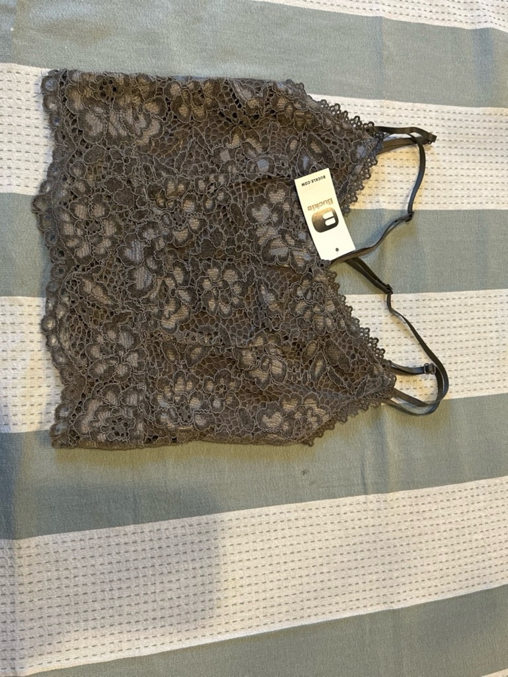 Essentials Floral Lace Bandeau Bralette - Gray